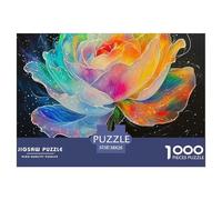 Rose 1000 Pc Puzzle for Wall Decor - Giant Rainbow Rose Glowing Petals Inch Suitable for Decompression And Wall Decor for Adults38x26cm/1000pcs