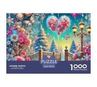 Rose 1000 Pc Recycled Paper Adult Jigsaws - Pink Rose Heart Winter Path Challenging Puzzles, for Men And Women Great Gift Idea70x50cm/1000pcs
