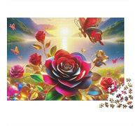 Rose 1000 Pieces Jigsaw Puzzles For Adults Family Challenge Toys Stress Relieving Entertainment Exercise The Memory of The Brain for Adults And Kids, Age 12 Years Up 500pcs (52x38cm)