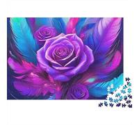Rose 1000 Pieces Puzzles Colorful Neon Purple Roses Decoration Puzzle Decompression Jigsaw for Men And Women Challenging Puzzles Jigsaw Puzzles for Adults 70x50cm/1000pcs