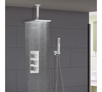 Rose 2 Way Square Concealed Thermostatic Mixer Valve Head Hand Held Shower Set