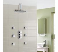 Rose 3 Dial 2 Way Square Concealed Thermostatic Mixer Valve Body Jet Shower Head