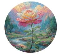 Rose 68 Piece Circular Jigsaw Puzzle Flowers Plants Trees Animal Shape All Ages Suitable Stress Relief Puzzle Educational Learning Through Play Home Decor 68 PCS