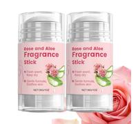 Rose Aloe Deodorant Stick, Long Lasting Fresh Scent Balm, Soothing (2pcs) | Rose Aloe Scented Solids Perfume, Long Lasting Fresh Scent Balm, Moisturizing All Day Body Fragrance for Multi-Area Skin
