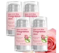 Rose Aloe Deodorant Stick, Long Lasting Fresh Scent Balm, Soothing (4pcs) | Rose Aloe Scented Solids Perfume, Long Lasting Fresh Scent Balm, Moisturizing All Day Body Fragrance for Multi-Area Skin