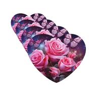 Rose and Butterflies Pink Car Air Fresheners Cards 4 Pcs Hanging Fragrance Scented Cards Long-Lasting Car Aromatherapy Tablets for Wardrobe Bathroom Car Interior Mirror Pendant Gifts