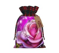 Rose And Butterflies Pink Print Christmas Drawstring Gift Bags Large Xmas Present Storage Bag