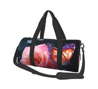 Rose and Butterfly Printed Canvas Travel Duffel Bag - Gym Sports Bag with Large Capacity for Weekend Business Travel