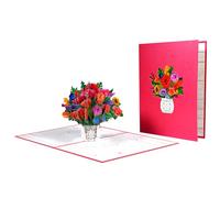 Rose and Iris Flower Arrangement Pop Up, Paper Flower Bouquet Greeting Card with Blank Note Card & Envelope, gift for celebrating Love, Birthday, Anniversary, Special Moment, Valentine's Day