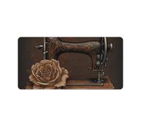 Rose and Sewing Machine Keyboard Mat Large Gaming Mouse Pad, Anti-Slip Desk Mat for Desktop Desk Work/Home Writing Mat 11.8 * 23.6 Inches