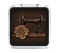 Rose And Sewing Machine Switch Game Case Switch Game Holder Cartridge Case Storage 12 Games & 2 Micro Sd Card Slots, Travel Carry Cases, Portable Games Card Storage, Hard Shell, Buckle Closure