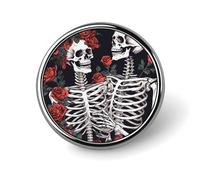Rose And Skeleton Badge Holder Exquisite Round Badge with Picture Pin DIY Button Badges Personalized Metal Button Pin Fashion Brooch Crafts Gifts Clothes Decorative Pins