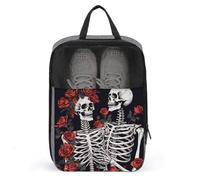 Rose And Skeleton Shoe Bag Travel Shoe Organizer Water-Resistant Shoe Pouch with Zipper Sneaker Dust Bag, gray, One Size, Modern