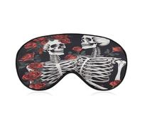 Rose and Skeleton Sleep Mask for Women Men Soft Breathable Sleep Eye Mask Soft Eye Cover Light Blocking Sleeping Masks Adjustable Blindfold for Travel Home Office Naps & Gifts