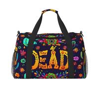 Rose and Skull Print Foldable Carry On Tote Large Capacity Hand Carry Bag for Airplane Weekend Getaways