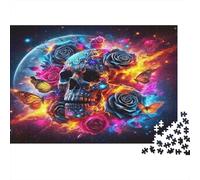 Rose And Skull Puzzle for Adults 1000Pc Recyclable Paper Gothic Jigsaw Puzzles Educational Game Challenge Ideal for Family And Friends Gifts 38x26cm/1000pcs