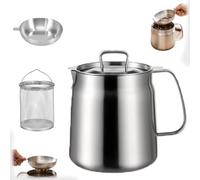 Rose and Teddy Stainless Steel Fryer, 2 in 1 68oz Stainless Steel Fryer with Basket & Lid, Large Capacity Versatile Oil Filter Pot Vessel for Kitchen Storing Cooking (68OZ/2L)