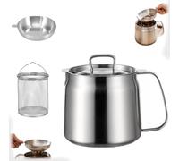 Rose and Teddy Stainless Steel Fryer, 2 in 1 68oz Stainless Steel Fryer with Basket & Lid, Large Capacity Versatile Oil Filter Pot Vessel for Kitchen Storing Cooking (50OZ/1.5L)