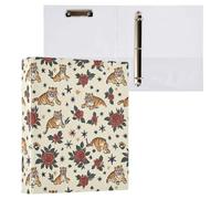 Rose and Tiger 3-Ring Binder 1.5 Inch, PVC Material Document Organizer with D-Ring and Clear View Pocket for Office Supplies-1 Pack
