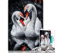 Rose And White Swan 1000 Piece Jigsaw Puzzles for Teenagers,Family Game Stress Reliever Difficult Challenge Artists Collection,Fine Art (38x26cm)