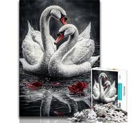 Rose And White Swan Jigsaw Puzzles for Teenagers 1000 Jigsaws,Challenging Game And Family Play Wall Decoration Unique Birthday And Xmas Gifts (75x50cm)