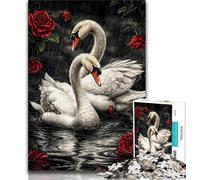 Rose And White Swan Jigsaws 1000 Pieces for Teenagers,Educational Games Home Decoration Deal As Gifts for The Whole Family 50x75cm