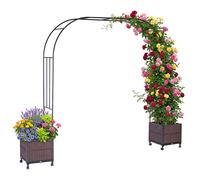 Rose arbour, trellis, planters, black metal