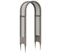 Rose Arch Grey PP 97x43x218cm Outdoor Garden Trellis with 4 Ground Spikes Stable
