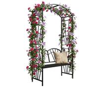 Rose arch, trellis, arbour, garden arch with bench, metal