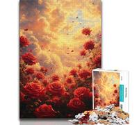Rose Art Jigsaw Puzzles for Teenagers,Stress Reliever Staycation Kill Time with Matching Poster And Trivia Sheet (75x50cm)