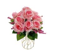 Rose Artificial Flowers Wedding Bouquet Silk Rose Flower for Home Party Decoration Fake Flowers Christmas Flowers 6 branches, 6 flowers, and 2 small flower buds (Light Pink)