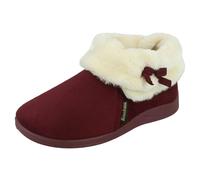 Rose Bank Ladies Rose Bank Memory Foam Velour Bootee Slippers Sharon - Burgundy - UK 6