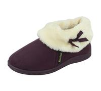 Rose Bank Ladies Rose Bank Memory Foam Velour Bootee Slippers Sharon - Purple - UK 5