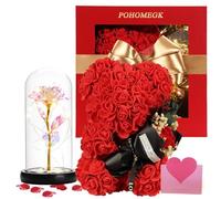 Rose Bear Birthday Gifts for Women, Grandma and Mother-in-law - Rose Teddy Bear Forever Flower Box, Birthday Surprise, Luxury Artificial Roses Lamp Gift Set Perfect for Mother’s Day and Anniversary