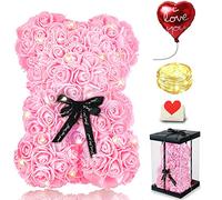 Rose Bear - Gift for Valentine's Day for Her - Rose Flower Bear Roses Teddy Bear - Over 250 Flowers on Each Rose Bear - Gift for Mother's Day, Valentine's Day, Anniversary with Gift Box and Love Card