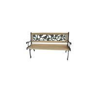 (Rose) BIRCHTREE 3 Seater Outdoor Wooden Garden Bench Cast Iron Legs Park Seat Furniture