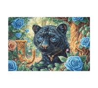 Rose Black Cat 1000 Pieces Jigsaw Puzzle Radiant Whimsical Menagerie For Men Educational Decompression Adults Anxiety Memory Care Mothers Valentines Premium 1000 PCS