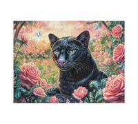 Rose Black Cat 500 Piece Jigsaw Puzzle for All Ages Animal Pet Wildlife Jigsaw Evening Wind Down Activity Challenging Fun Home Decor Stress Relief 500 PCS
