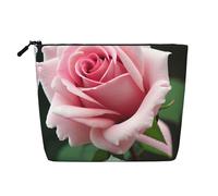 Rose Blossom Print Fake Hemp Makeup Bag – Travel Toiletry Pouch for Women, Daily Storage, Business Trips, and More