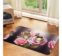 Rose Blossom Print Pet Absorbent Leather Tablecloth Perfect for Dogs, Cats, and Other Pets