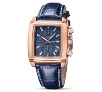 (Rose Blue) MEGIR Men's Business Analog Chronograph Luminous Rectangle Quartz Watch with Stylish Leather Strap for Sport & Work 2028