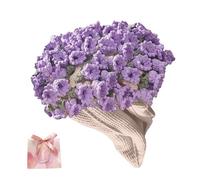 Rose Bouquet Blanket Material Kit, Crochet Flower Bouquet Blanket Handmade, Soft and Lightweight Knitted Flowers Bouquet Blankets, For Mothers Day (Purple bellflower, Finished)