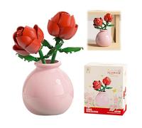 Rose Bouquet Building Blocks Set with Vase, Faux Flowers Building Set, Flower Botanical Collection Blocks Kit for Adults, Teen Boys, Girls, Home Décor, Office Decor, Mum Gifts