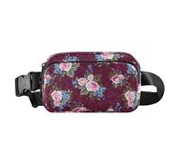 Rose Bouquet Maroon Red Fanny Pack for Women Men Crossbody Belt Bag Fashion Waist Packs Purse with Adjustable Strap Dupes for Shopping Traveling