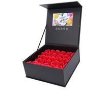 Rose Box with Video Greeting Card, Jewelry Flower Box 7 Inch Color Display for Wedding, Advertising, Marketing, Supports HD Playback, Integrated Speaker