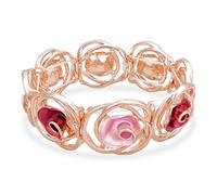 Rose Bracelets for Women Mother's Day Gift, Flower Bracelet Stretch Bangle Bracelet, 3D Rose Enameled Bracelet Jewelry Gift for Her, One Size, Metal, no gemstone