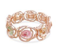 Rose Bracelets for Women Mother's Day Gift, Flower Bracelet Stretch Bangle Bracelet, 3D Rose Enameled Bracelet Jewelry Gift for Her, One Size, Metal, no gemstone