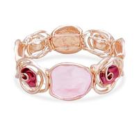 Rose Bracelets for Women Mother's Day Gift, Flower Bracelet Stretch Bangle Bracelet, 3D Rose Enameled Bracelet Jewelry Gift for Her, One Size, Metal, no gemstone
