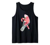Rose-Breasted Cockatoo Watercolor on Candy Cane Tank Top