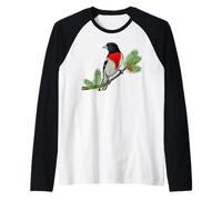 Rose-Breasted Grosbeak On Branch Birder & Bird Lover Design Raglan Baseball Tee